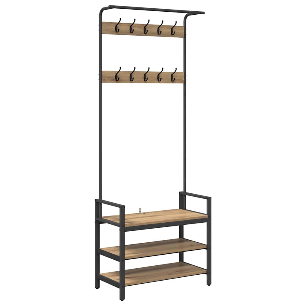 vidaXL Coat Rack Artisan Oak 75 x 34 x 184 cm Engineered wood 2