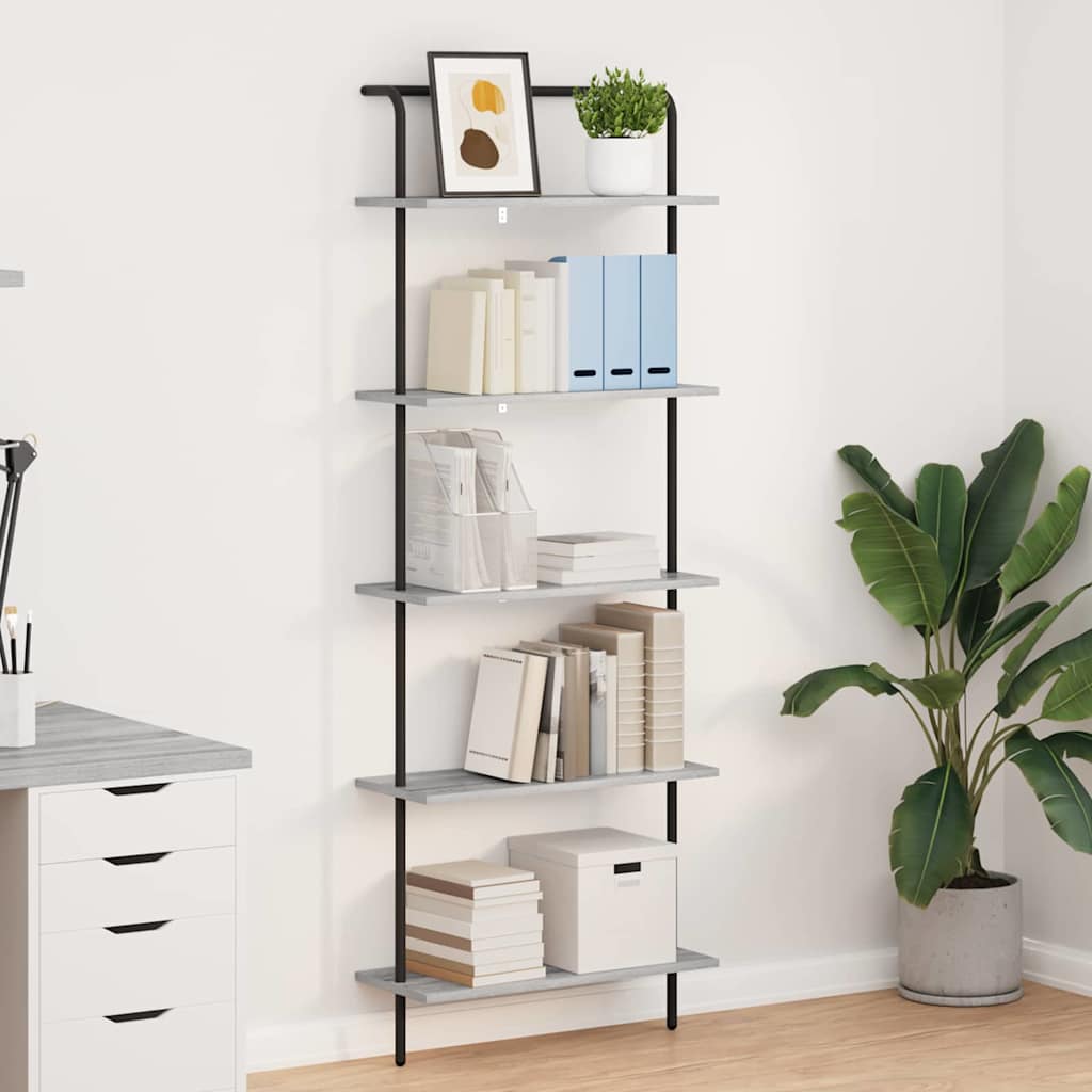vidaXL Bookshelf 5-Tier 60 x 24 x 168 cm Engineered wood Grey Sonoma 1