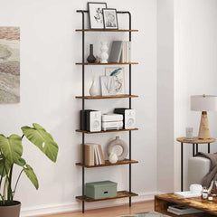 vidaXL Bookshelf 6-Tier 60 x 24 x 203 cm Engineered wood Smoked Oak 4