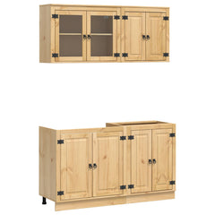 vidaXL Cabinet with Shelf SKI 4 pcs Honey Brown Solid Pine Wood 2