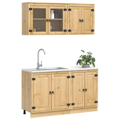 vidaXL Cabinet with Shelf SKI 4 pcs Honey Brown Solid Pine Wood 3