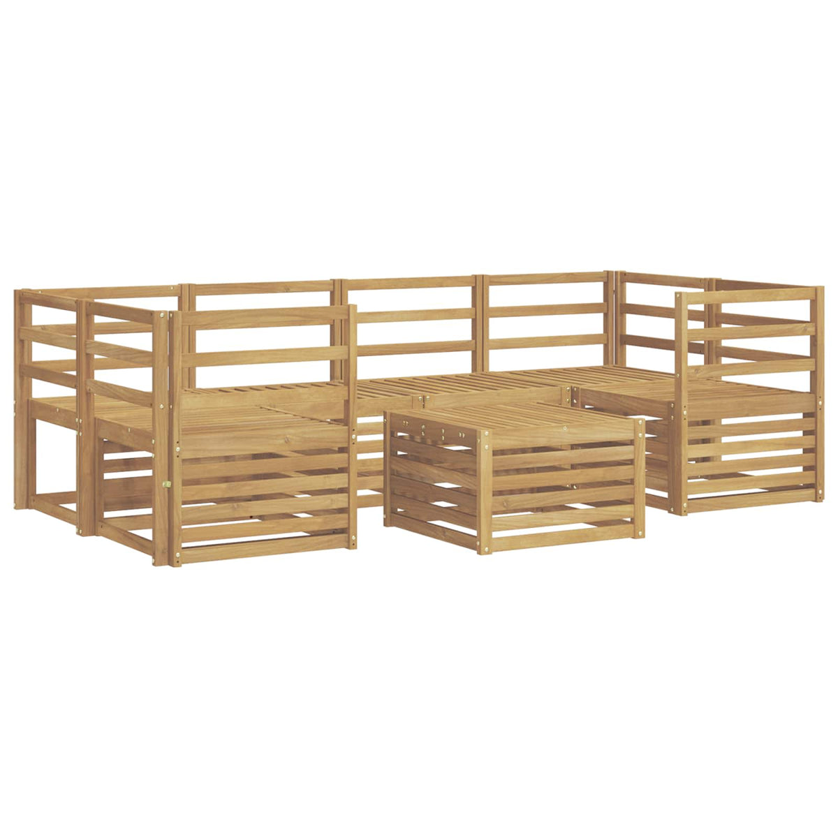 Outdoor Sofa Set 7 pcs 6-Seaters Solid Acacia Wood White Horizontal slats