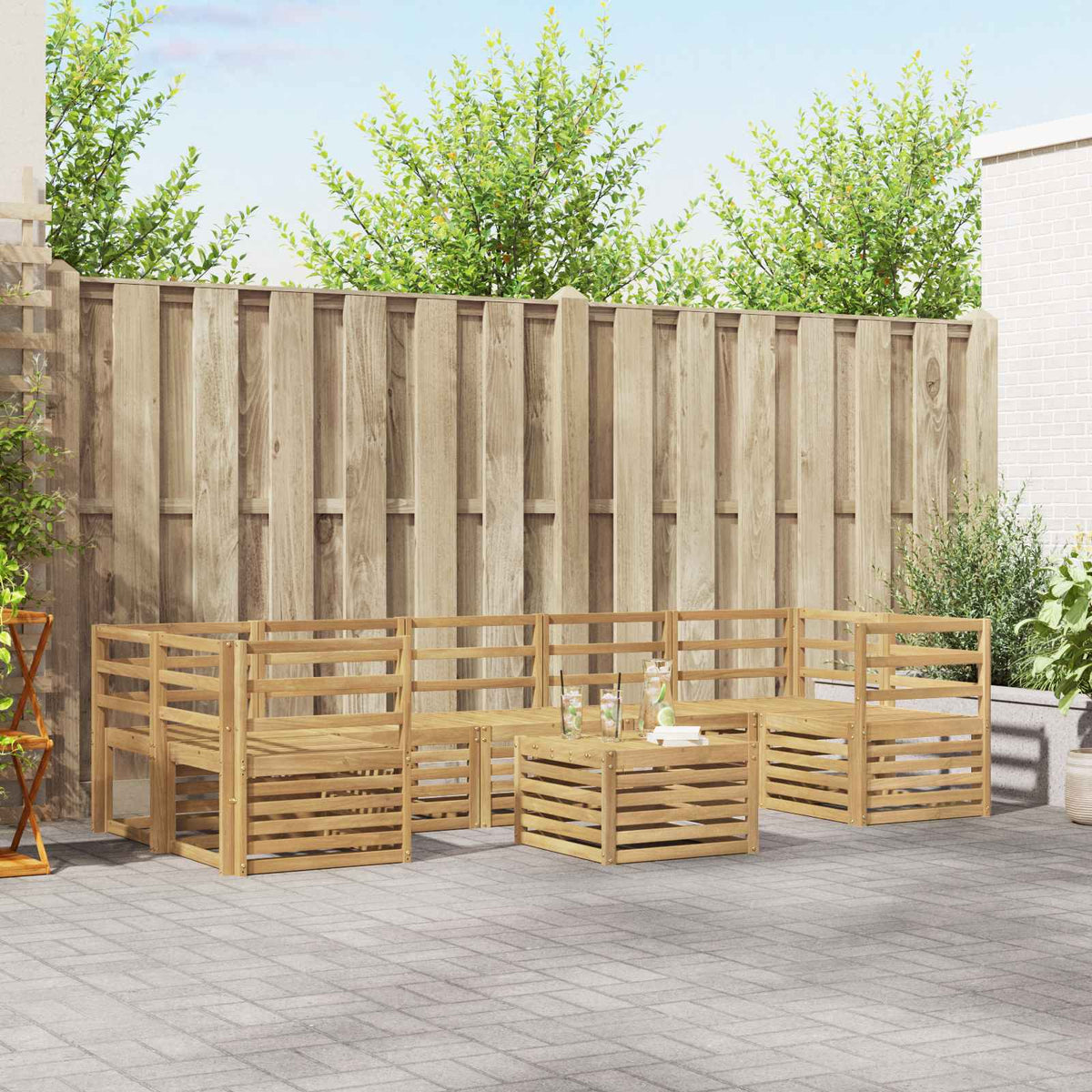 vidaXL Outdoor Sofa Set 8 pcs White Solid Acacia Wood 1
