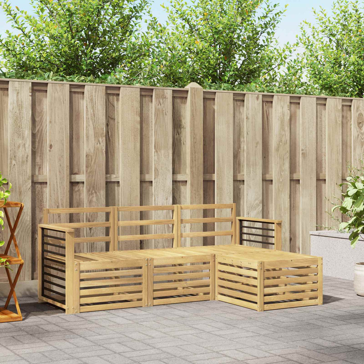 vidaXL Outdoor Sofa Set 4 pcs 4-Seaters Solid Acacia Wood White