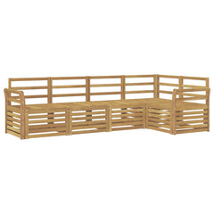 Outdoor Sofa Set 5 pcs 5-Seaters Solid Acacia Wood White Curved