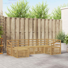 Outdoor Sofa Set 6 pcs 5-Seaters Solid Acacia Wood White Sloped