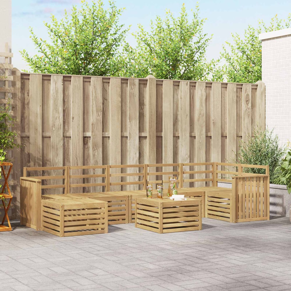 Outdoor Sofa Set 8 pcs 8-Seaters Solid Acacia Wood White Track
