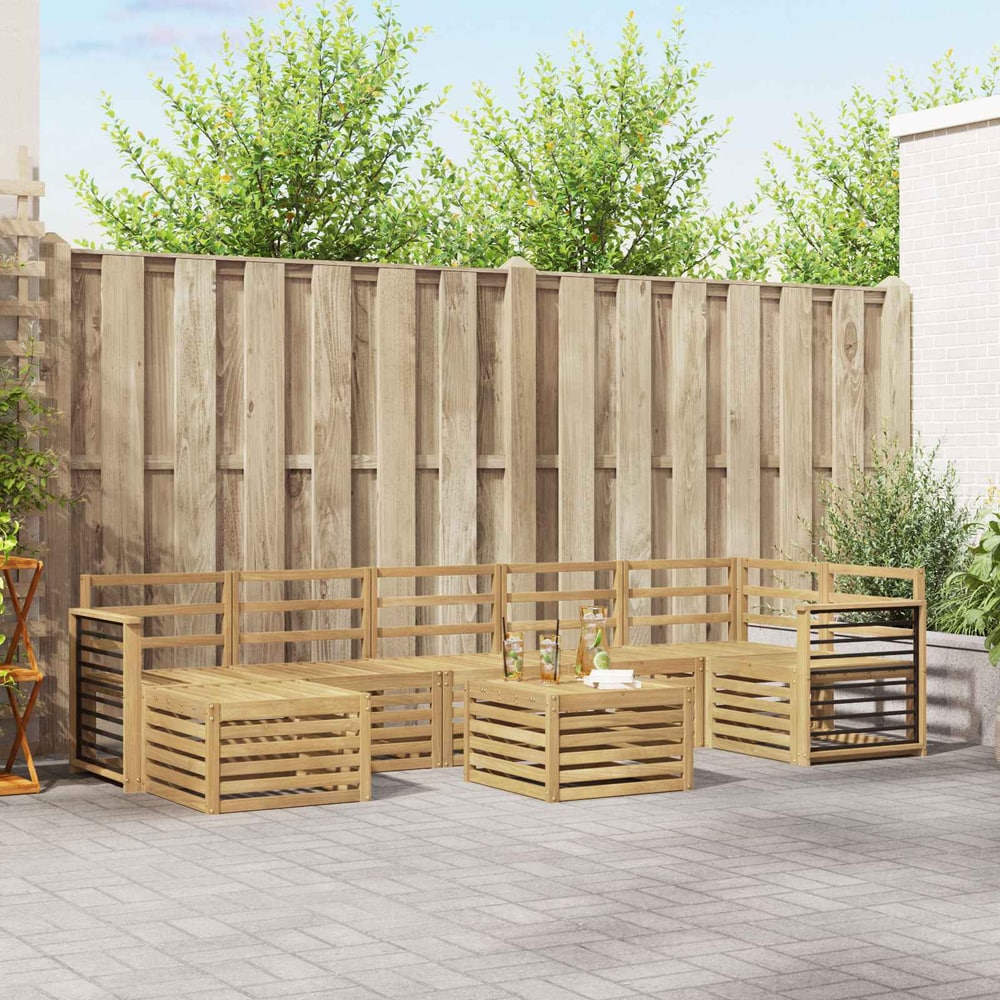 Outdoor Sofa Set 8 pcs 8-Seaters Solid Acacia Wood White Straight