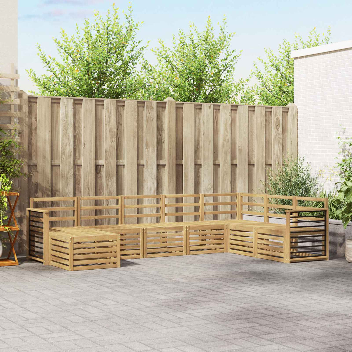 vidaXL Outdoor Sofa Set 8 pcs 8-Seaters Solid Acacia Wood White