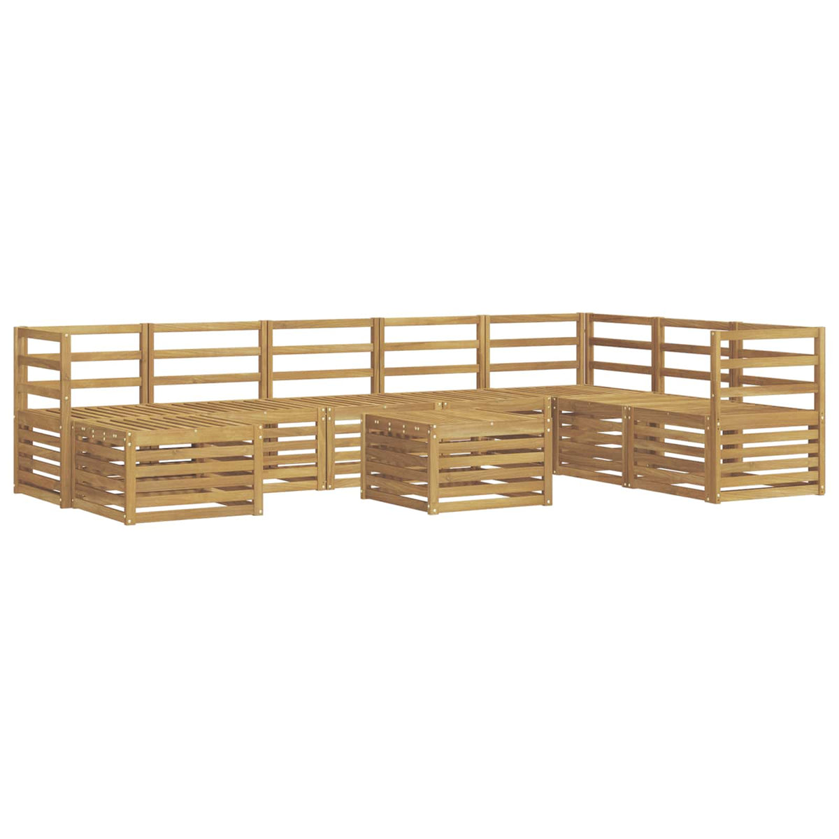 Outdoor Sofa Set 9 pcs 8-Seaters Solid Acacia Wood White Horizontal slats