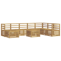 Outdoor Sofa Set 9 pcs 8-Seaters Solid Acacia Wood White Horizontal slats