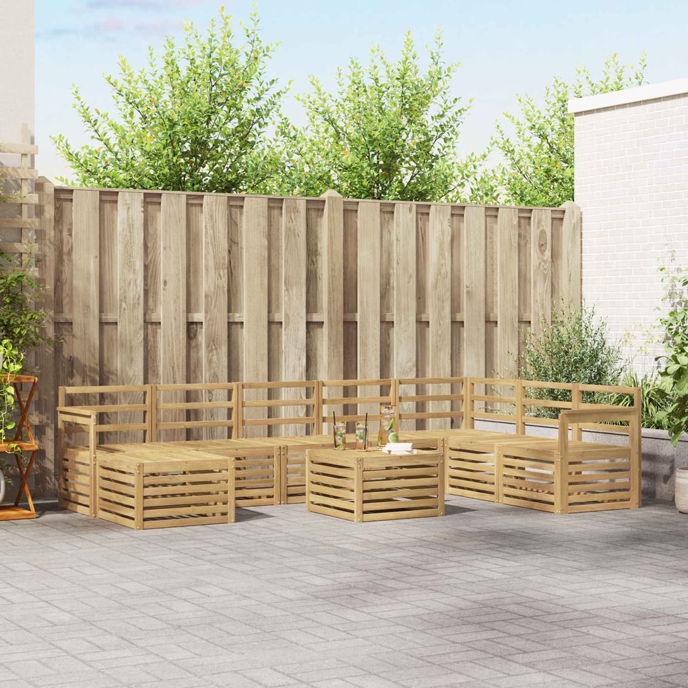 Outdoor Sofa Set 9 pcs 8-Seaters Solid Acacia Wood White Open frame