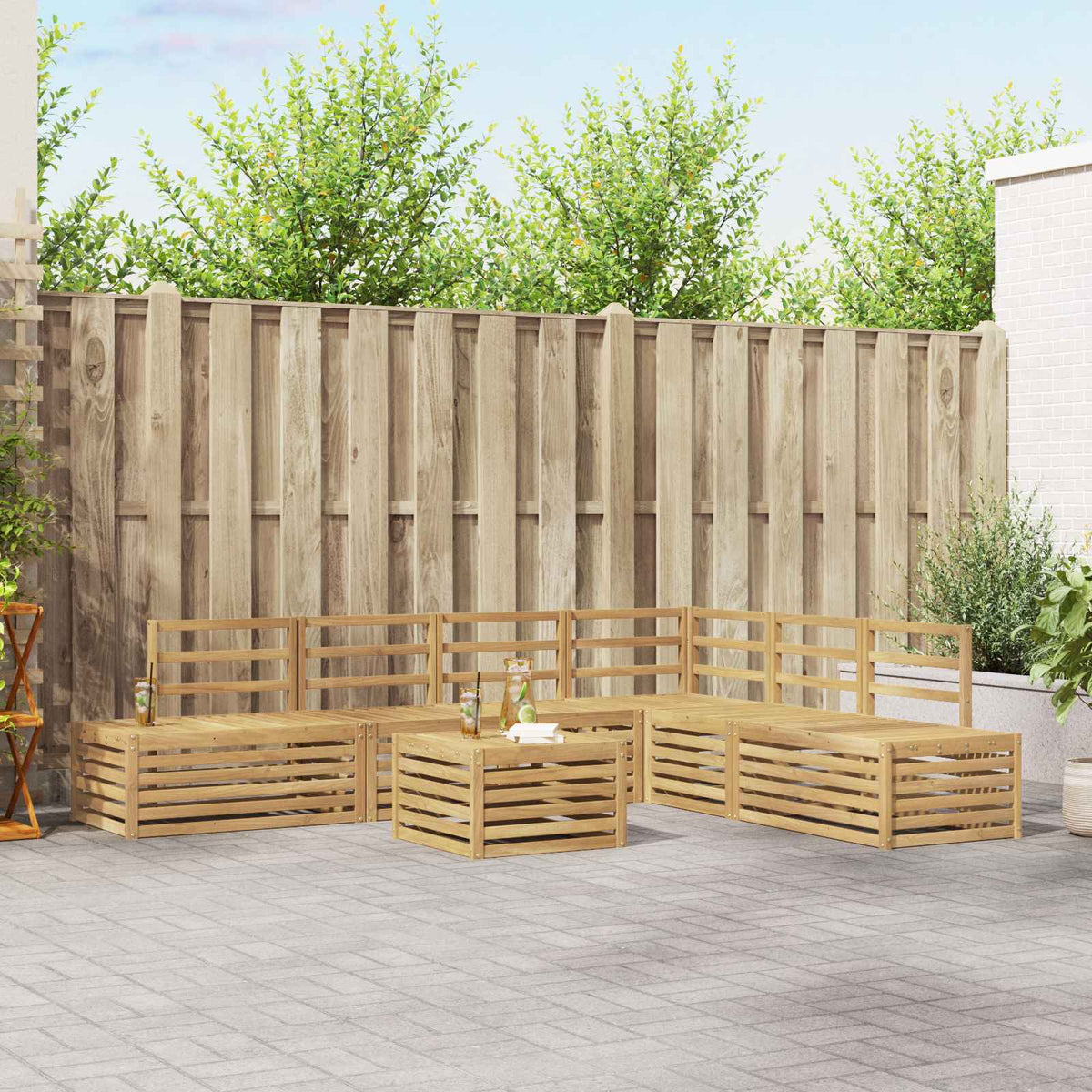 vidaXL 7 pcs Outdoor Sofa Set Solid Acacia Wood White 1