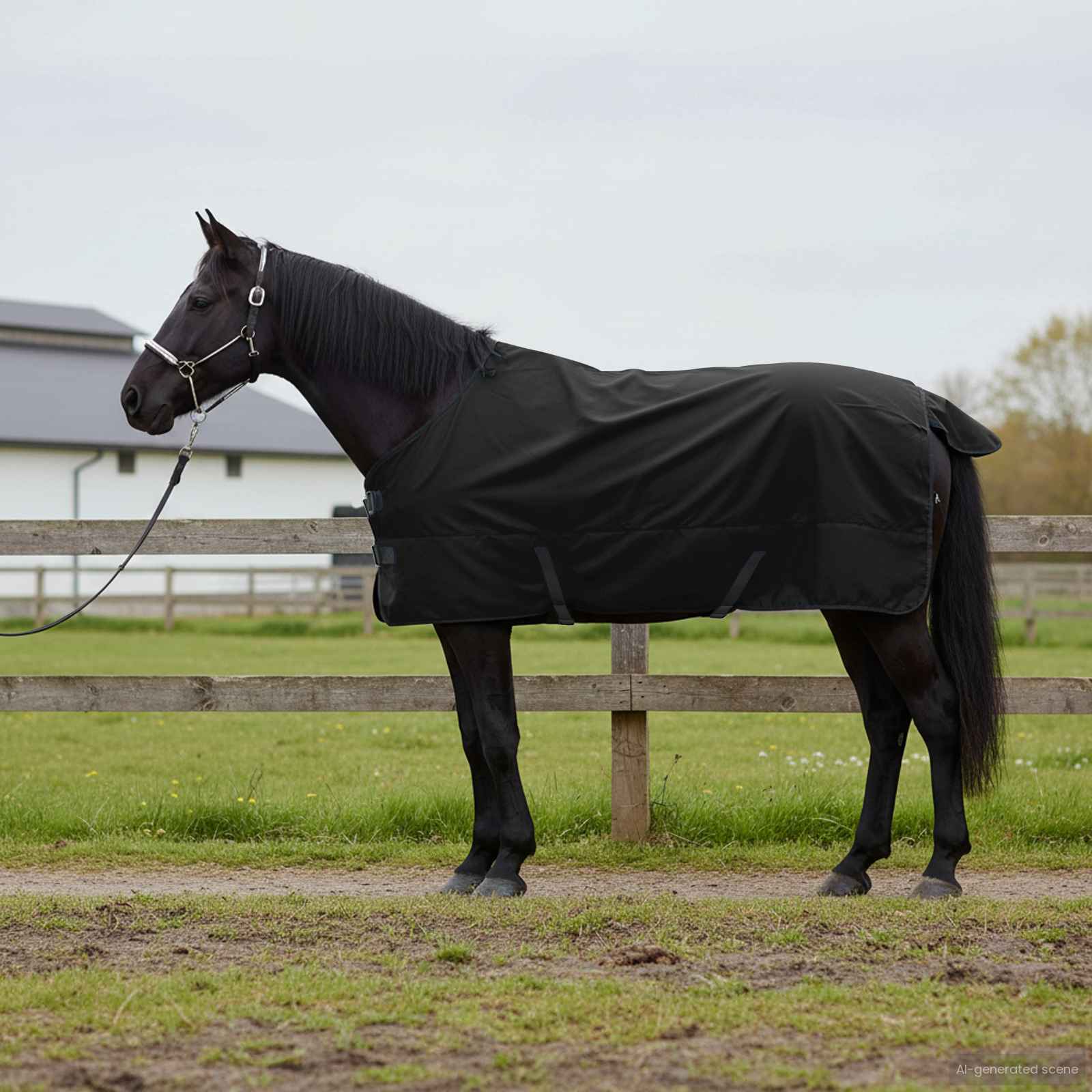 vidaXL Horse Blanket Full Black 75 cm Polyester 1