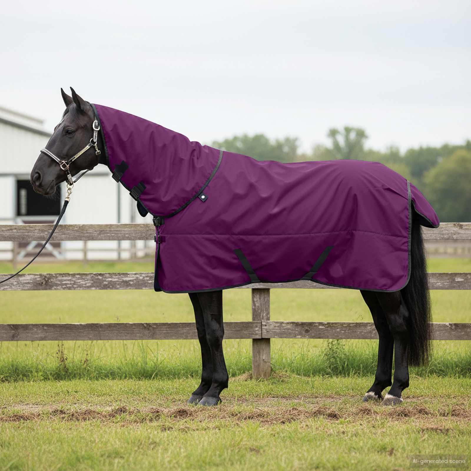vidaXL Horse Blanket Full Purple 165 cm Polyester 1
