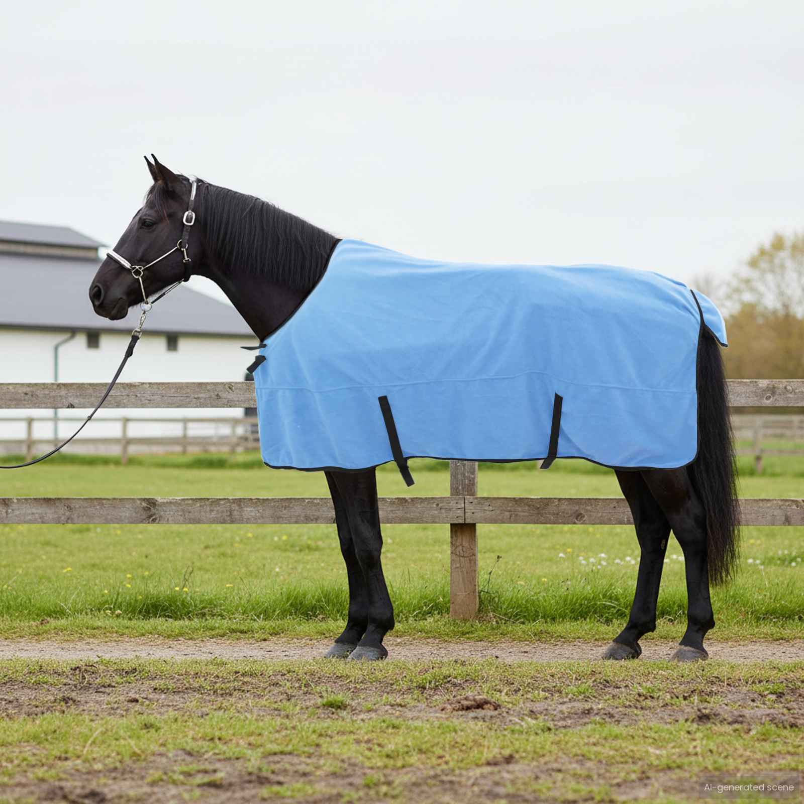 vidaXL Horse Blanket Full Aqua 125 cm Polyester Fleece 1