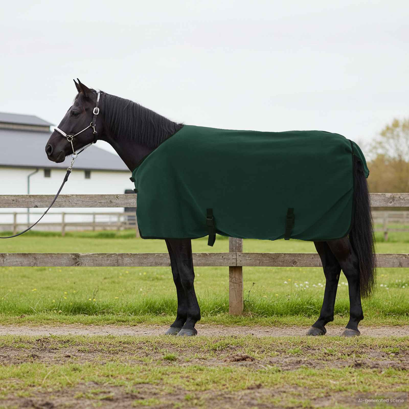 vidaXL Horse Blanket Full Dark Green 115 cm Polyester Fleece 1