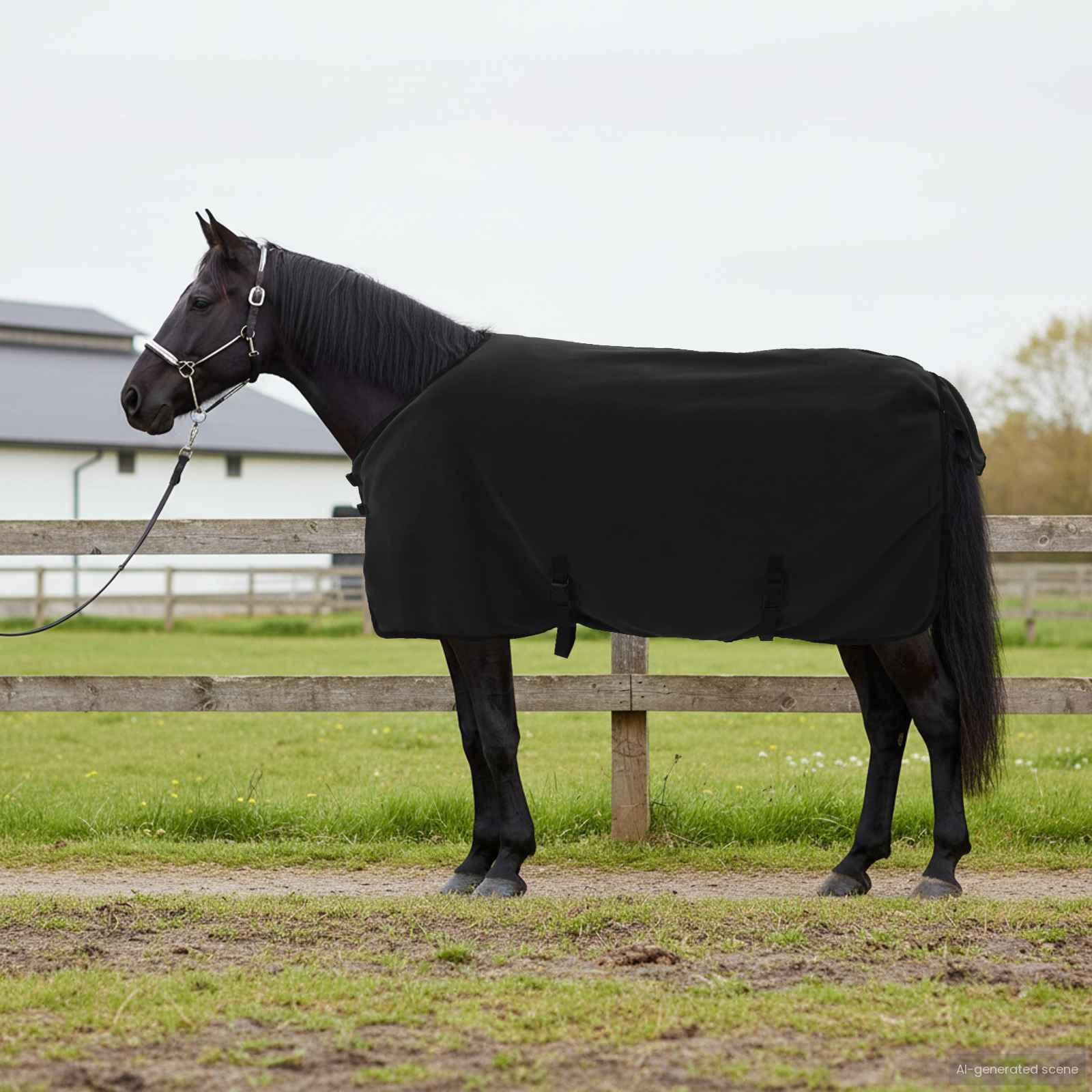 vidaXL Horse Blanket Black 115 cm Polyester Fleece 1