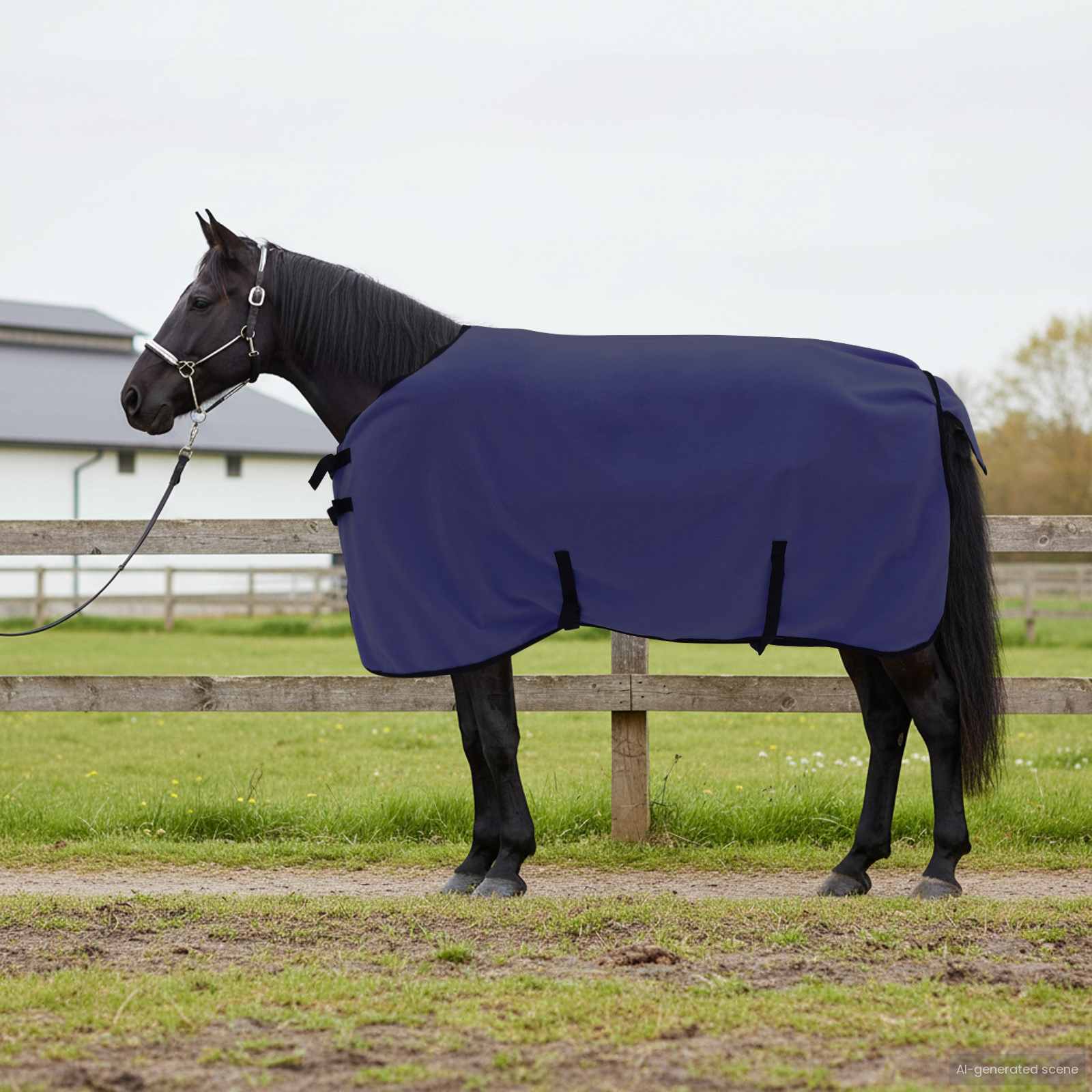 vidaXL Horse Blanket Navy Blue 115 cm Polyester Fleece 1