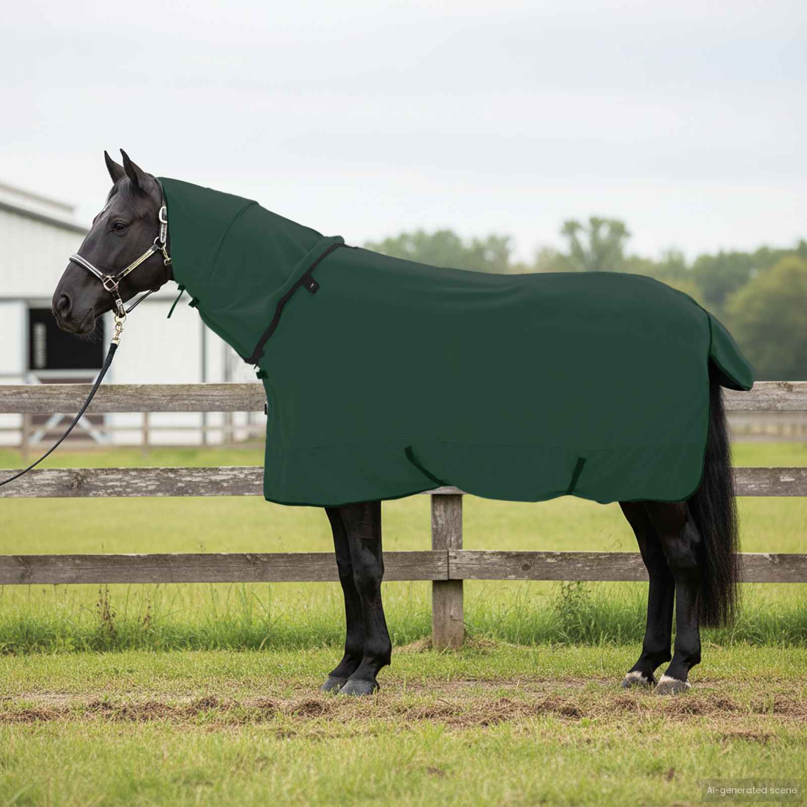 vidaXL Horse Blanket Full Dark Green 125 cm Polyester Fleece 1