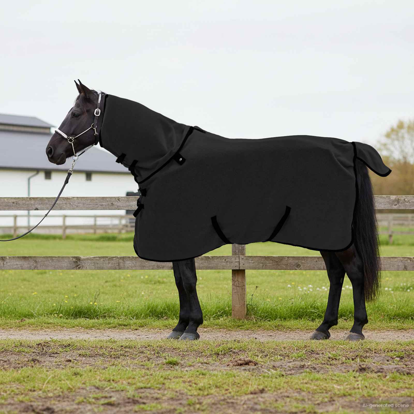 vidaXL Horse Blanket Black 95 cm Polyester Fleece 1