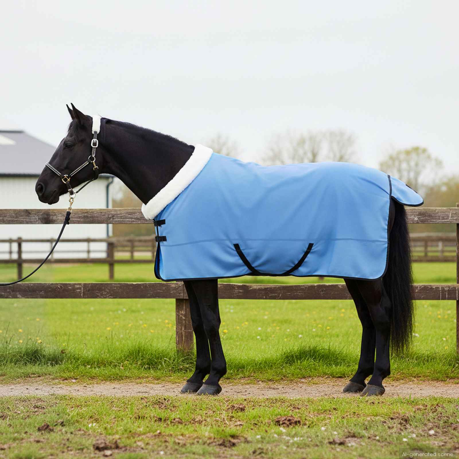 vidaXL Horse Blanket Full Aqua 125 cm Polar fleece 1