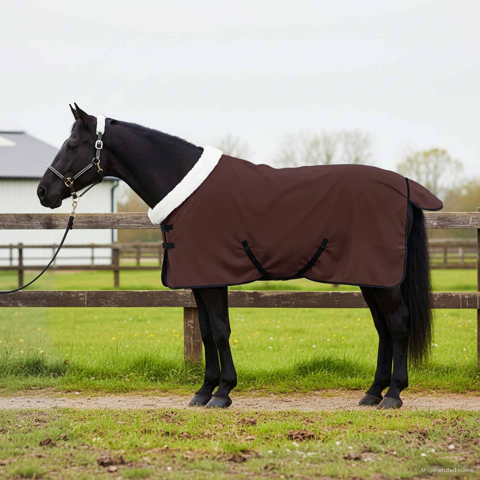 vidaXL Horse Blanket Full Dark Brown 105 cm Polar fleece 1