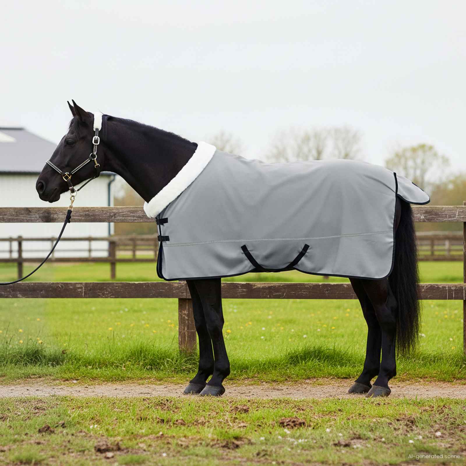 vidaXL Horse Blanket Full Light Grey 125 cm Polar fleece 1