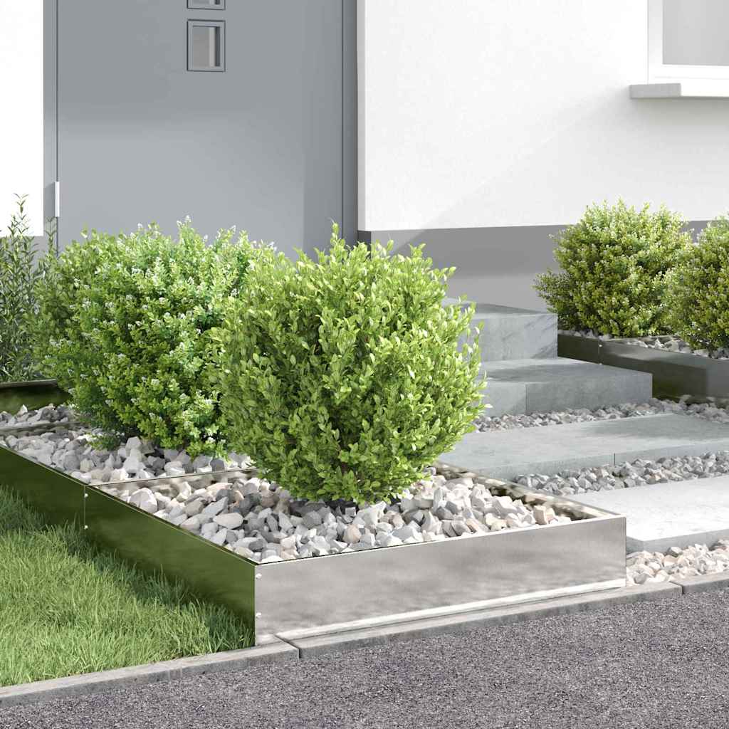 vidaXL Lawn Edging 60 x 60 x 13 cm Stainless Steel Silver 4