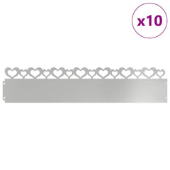vidaXL Lawn Edgings 10 pcs 103 x 0.05 x 22 cm Galvanised Steel Silver 3