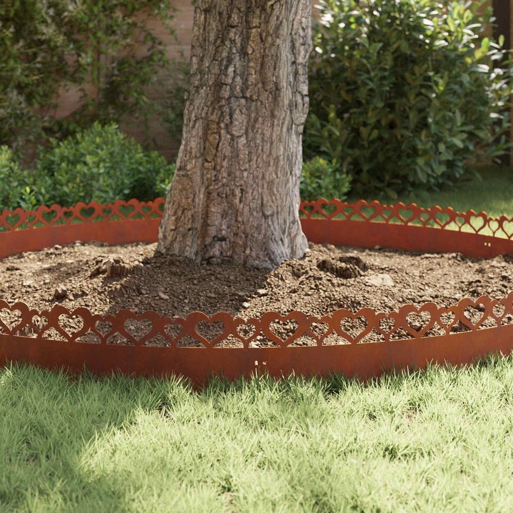 Lawn Edgings 103 x 0.05 x 22 cm Steel 30 pcs Heart Weathering steel
