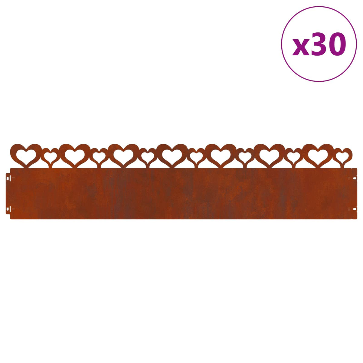 Lawn Edgings 103 x 0.05 x 22 cm Steel 30 pcs Heart Weathering steel