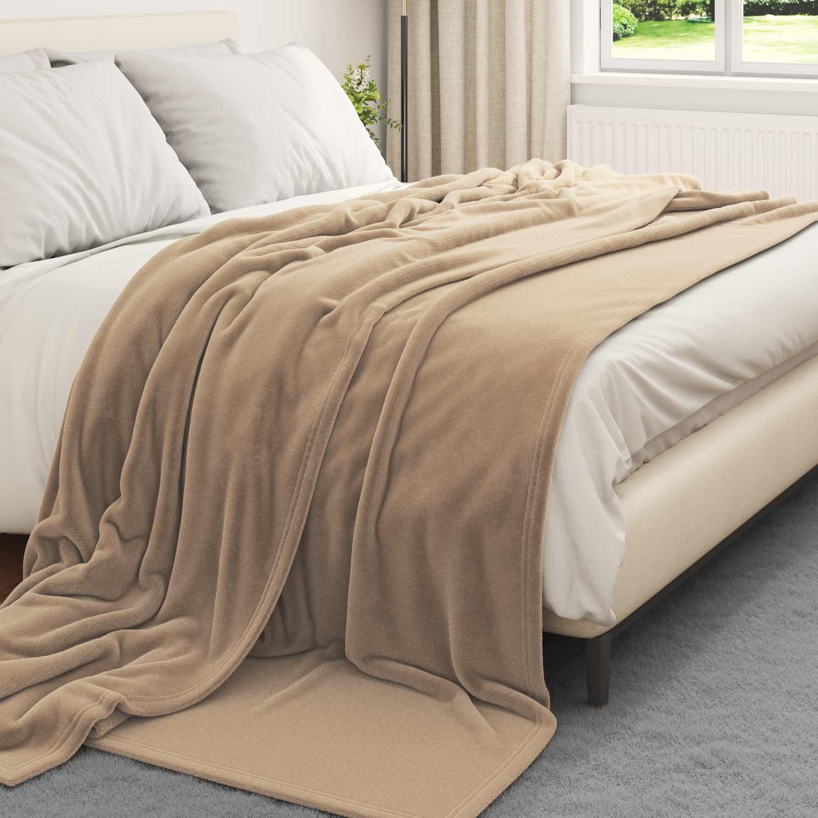 vidaXL Throw Blanket Camel 220 x 240 cm 1.37 kg Fleece 3