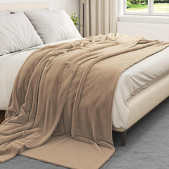 vidaXL Throw Blanket Camel 220 x 240 cm 1.37 kg Fleece 3
