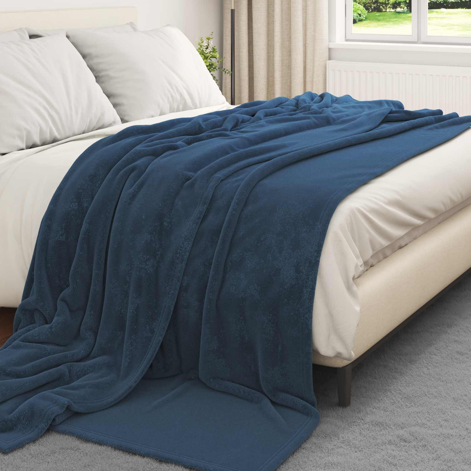 vidaXL Throw Blanket Navy Blue 220 x 240 cm 1.37 kg Fleece 3