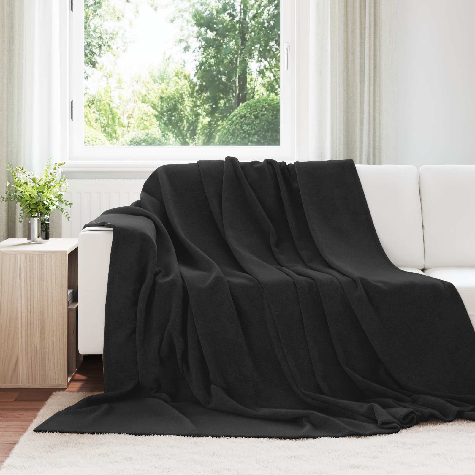 vidaXL Throw Blanket Black 220 x 240 cm 1.37 kg Fleece 1