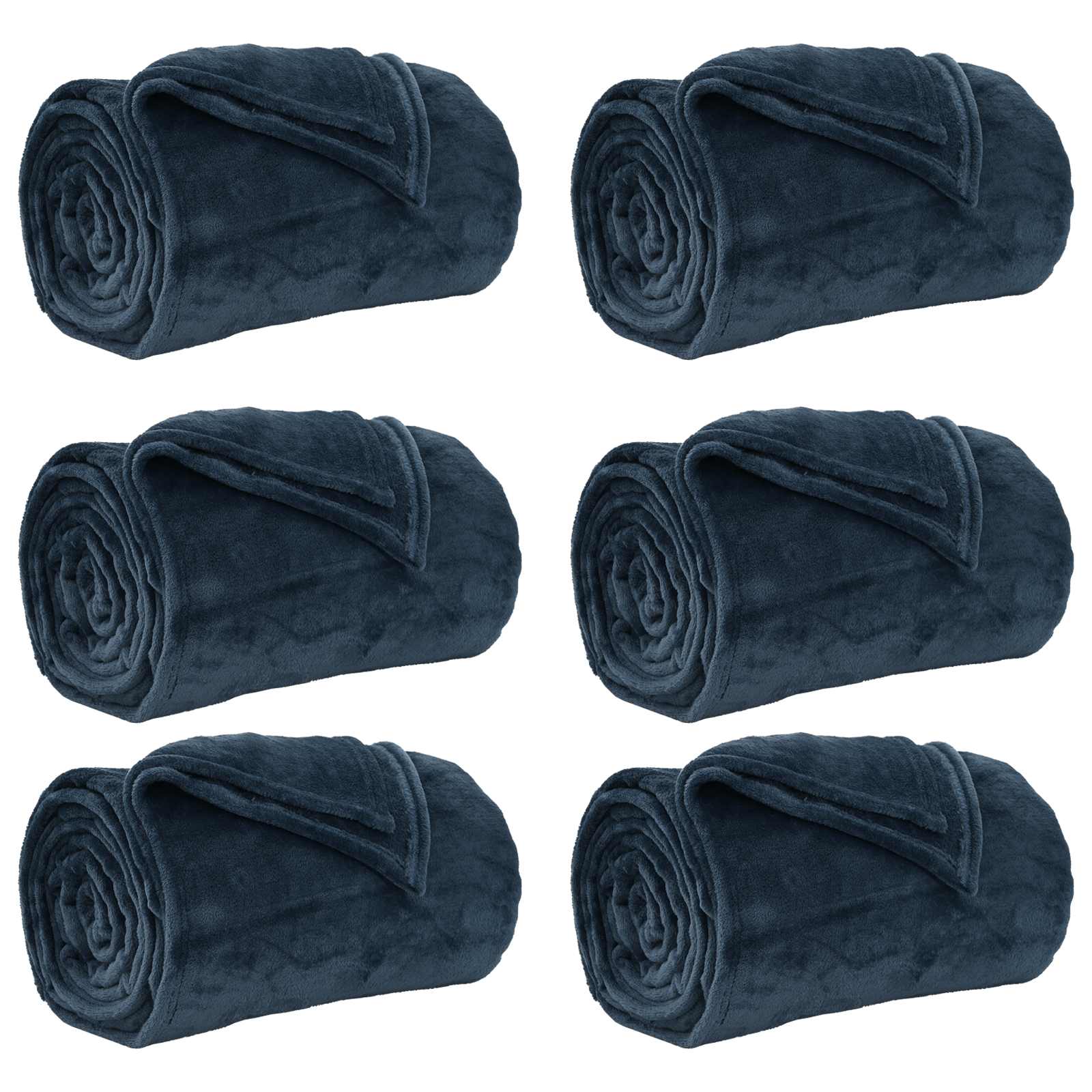 vidaXL Throw Blankets 6 pcs Navy Blue 130 x 150 cm 3.04 kg Fleece 2