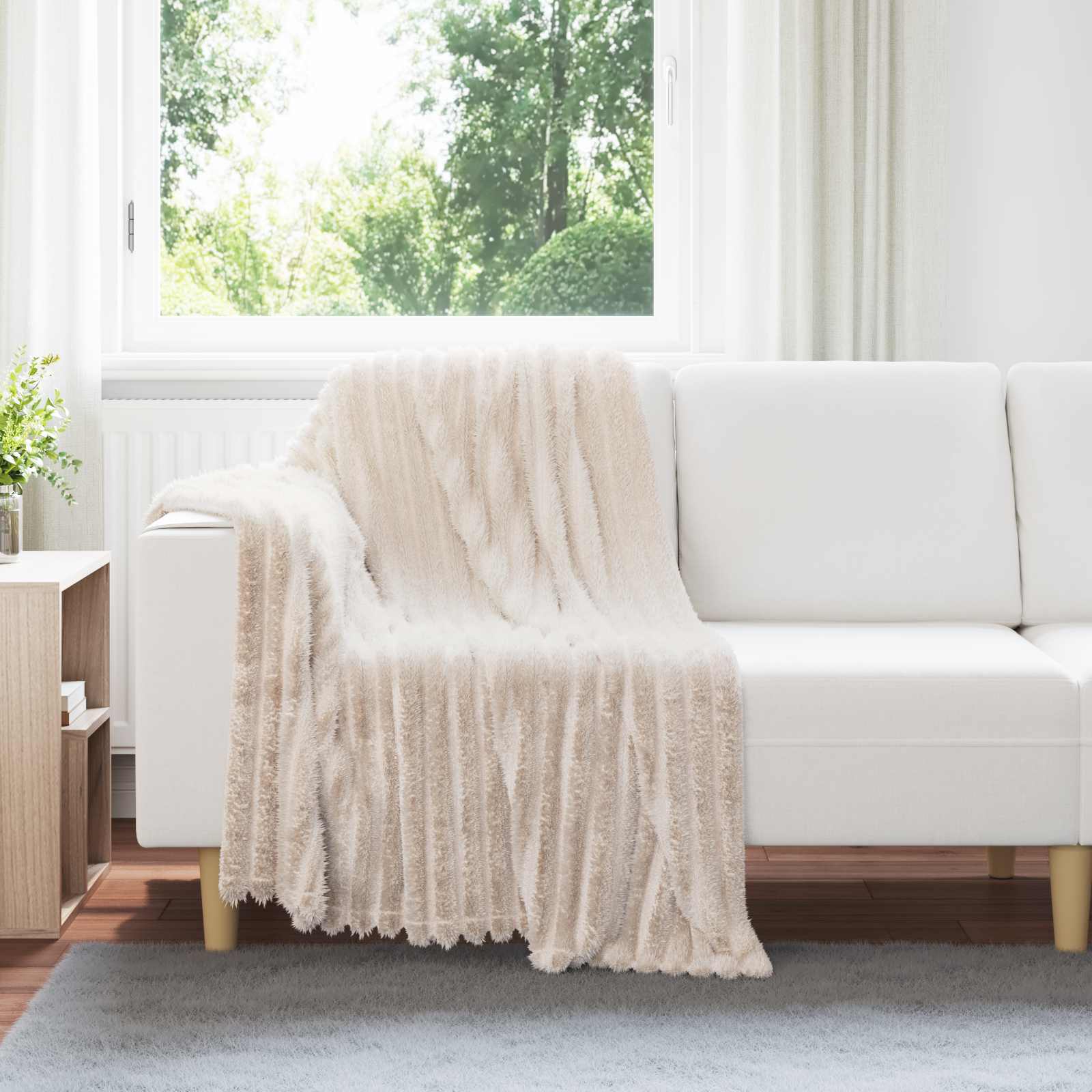 vidaXL Throw Blanket Beige 150 x 130 cm 0.45 kg Fleece 1