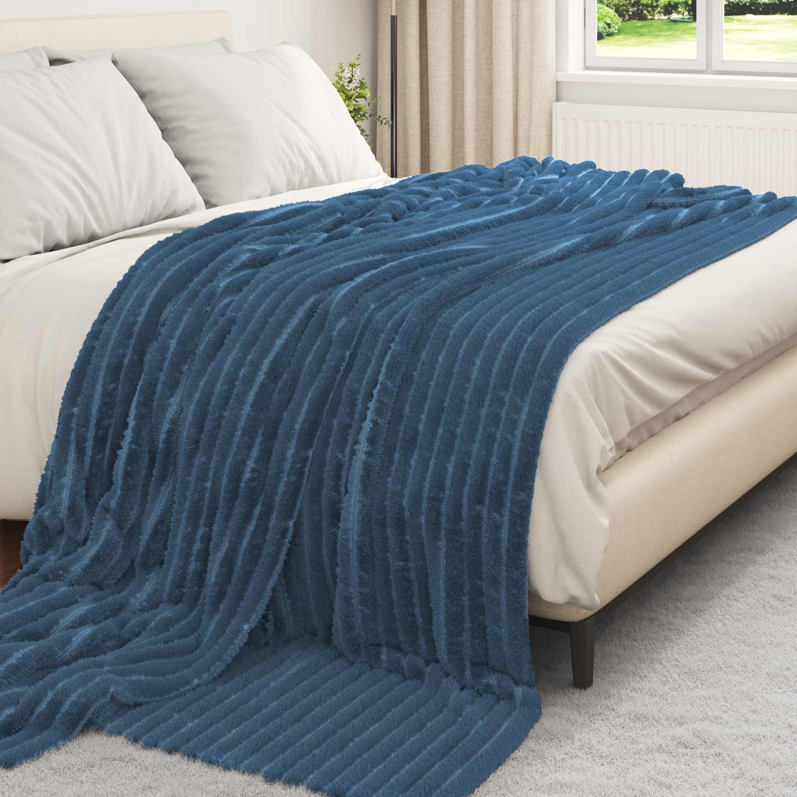 vidaXL Throw Blanket Navy Blue 240 x 220 cm 1.36 kg Fleece 3