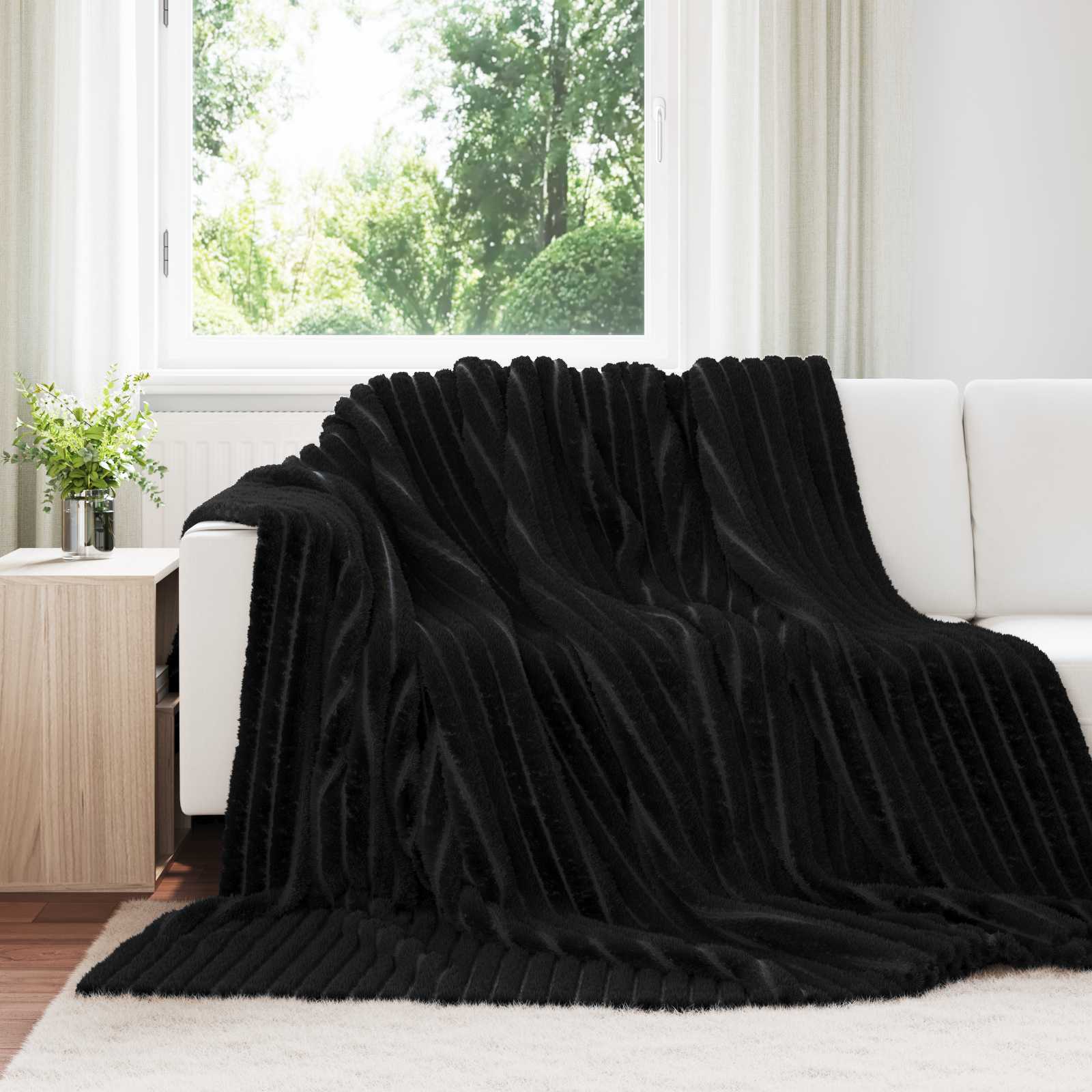 vidaXL Throw Blanket Black 240 x 220 cm 1.36 kg Fleece 1