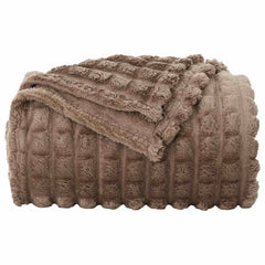 vidaXL Throw Blanket Camel 240 x 220 cm 1.37 kg Fleece 4