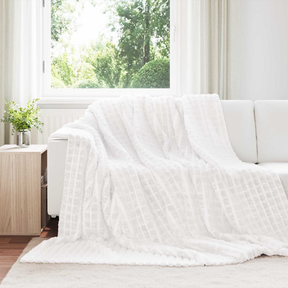 Throw Blankets Fleece White
