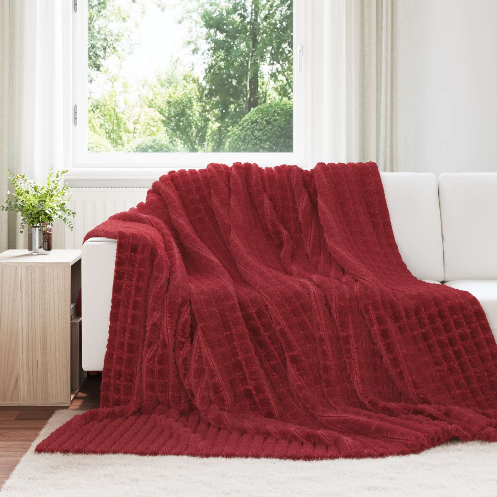 vidaXL Throw Blanket Bordeaux Red 270 x 240 cm 1.69 kg Fleece 1
