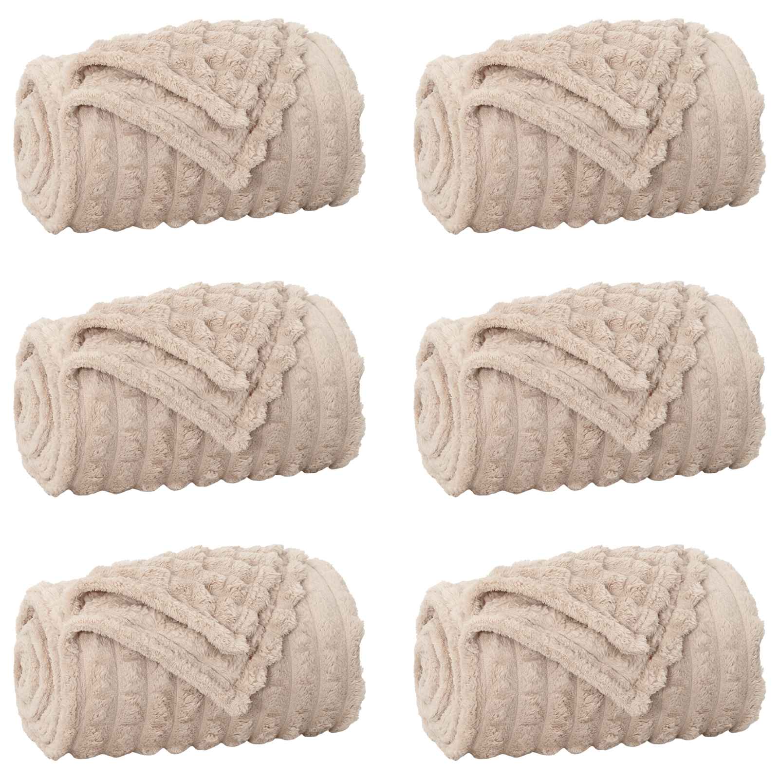 vidaXL Throw Blankets 6 pcs Beige 150 x 130 cm 2.75 kg Fleece 2