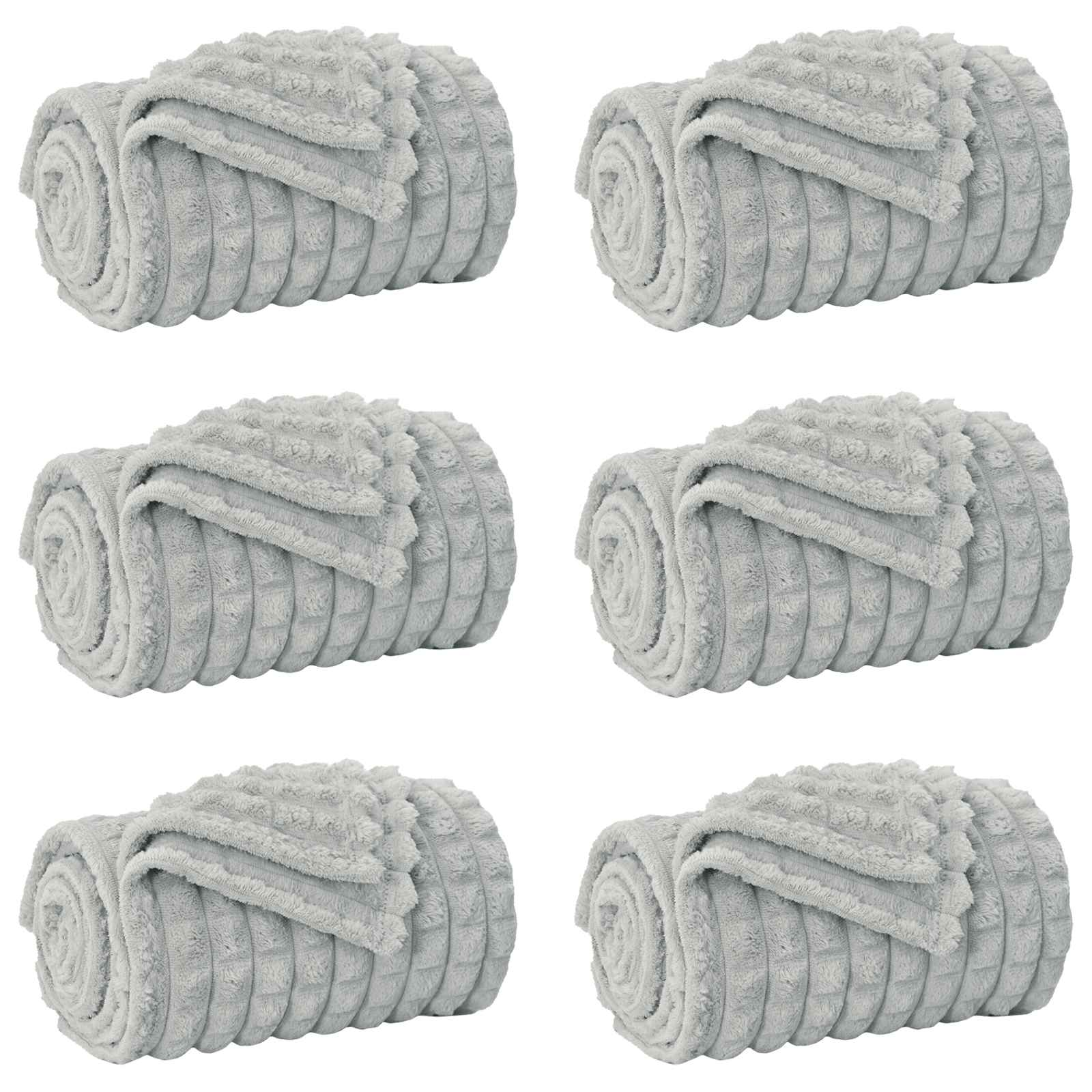 vidaXL Throw Blankets 6 pcs Grey 150 x 130 cm 2.75 kg Fleece 2