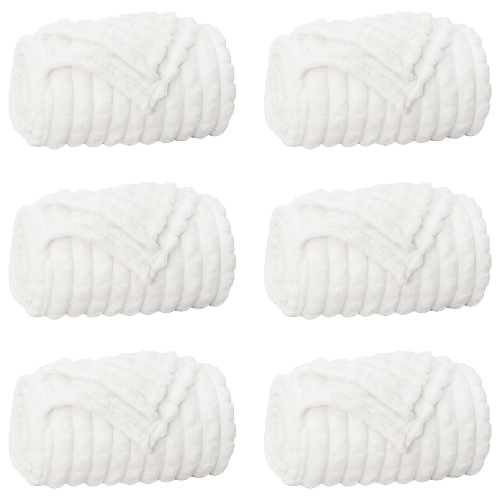 vidaXL Throw Blankets 6 pcs White 150 x 130 cm 2.75 kg Fleece 2