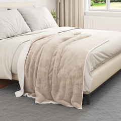 vidaXL Throw Blanket Beige 130 x 150 cm 1 kg Fleece 3