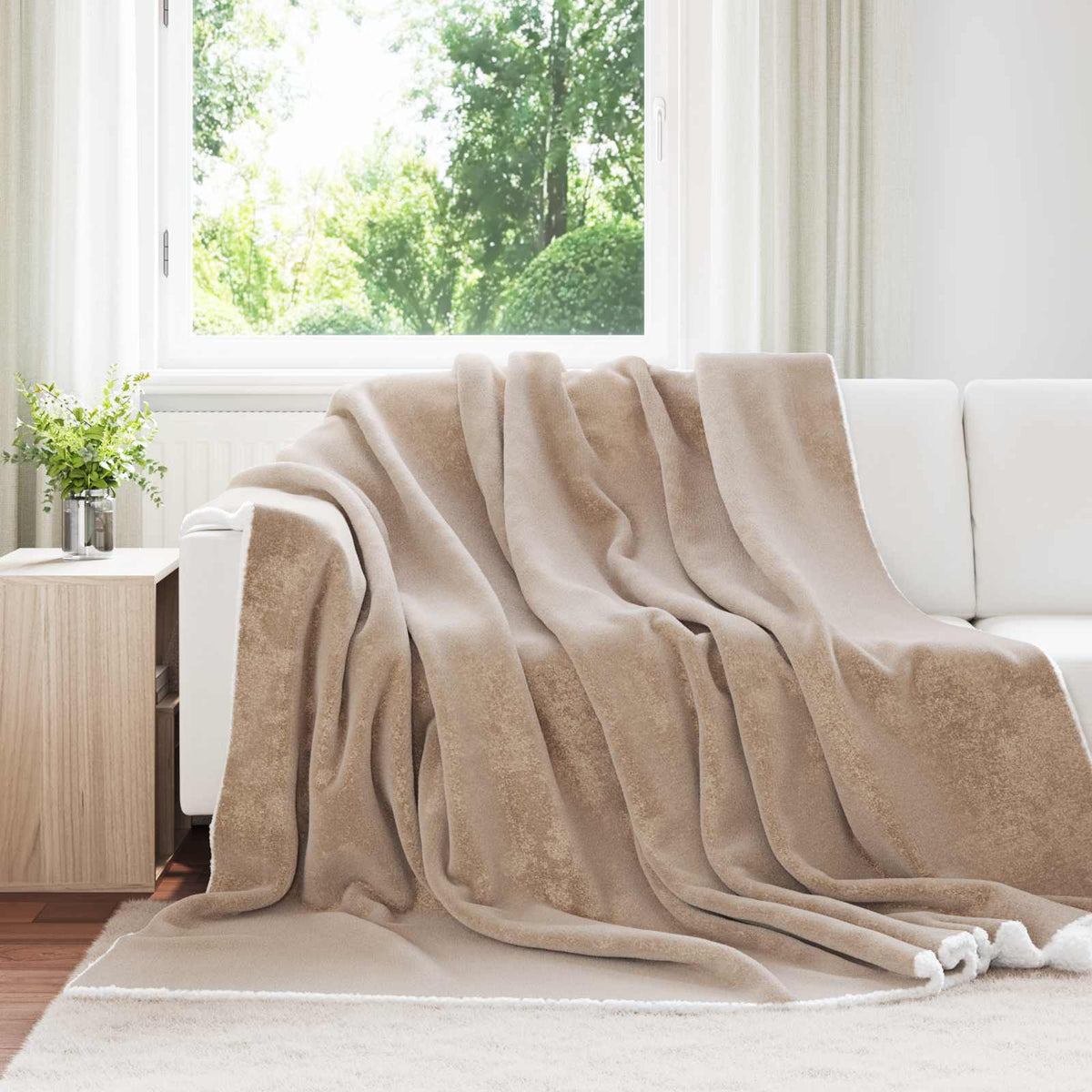 Throw Blanket 240 x 220 cm 2.67 kg Fleece Camel