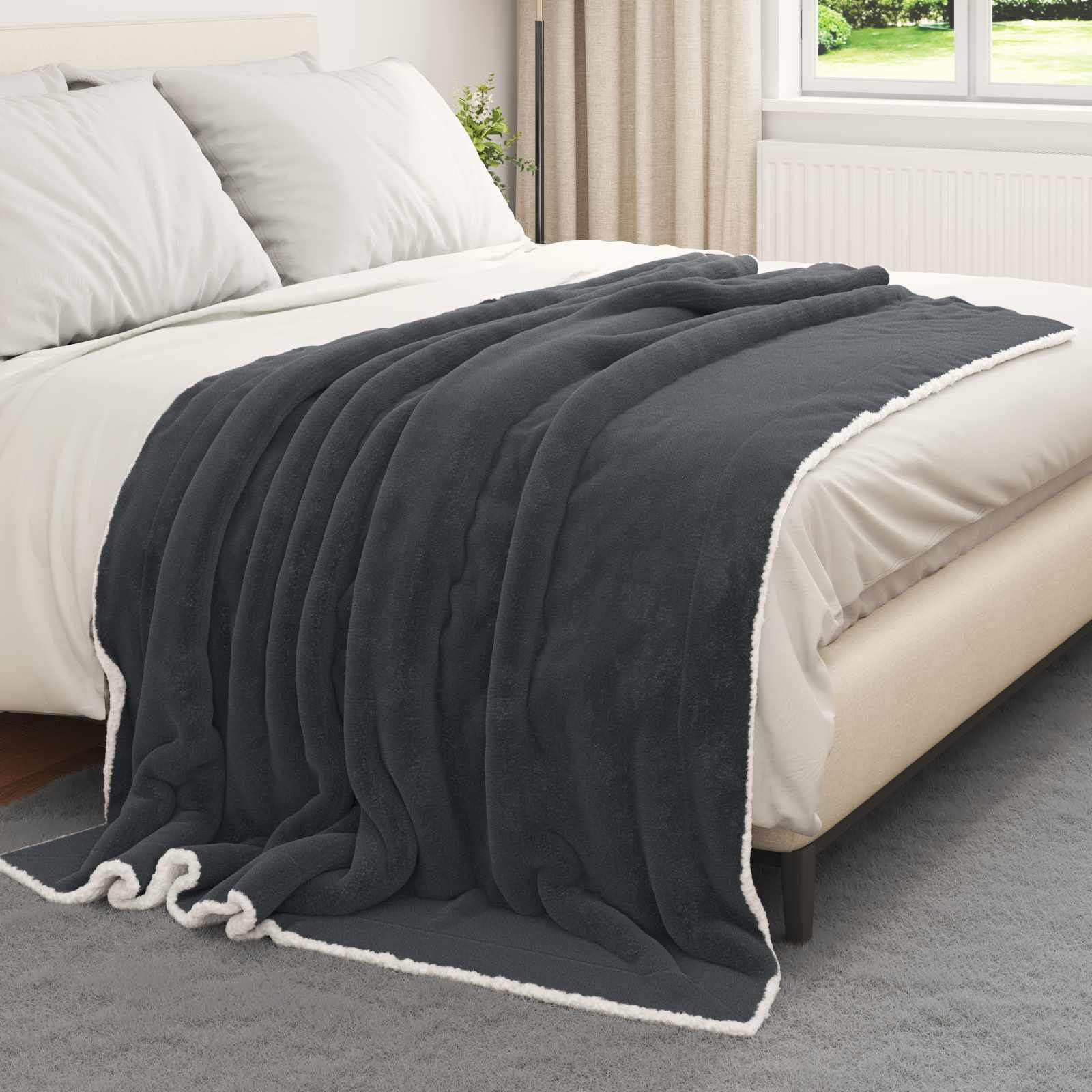 vidaXL Throw Blanket Dark Grey 150 x 200 cm 1.64 kg Fleece 3