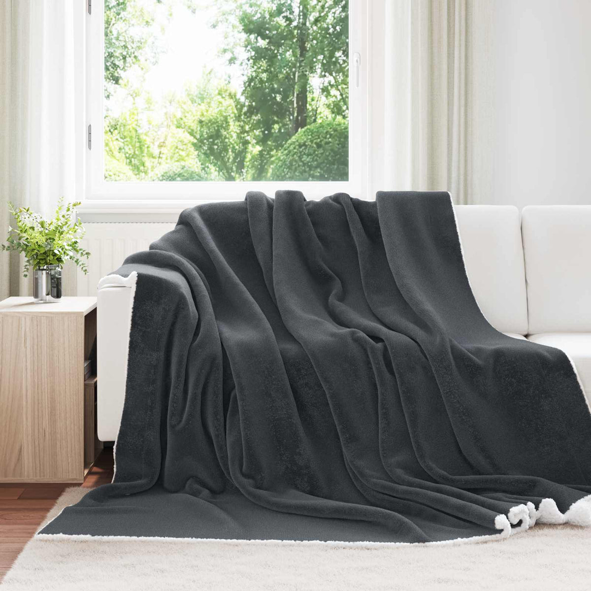 Throw Blanket 240 x 220 cm 2.67 kg Fleece Dark grey